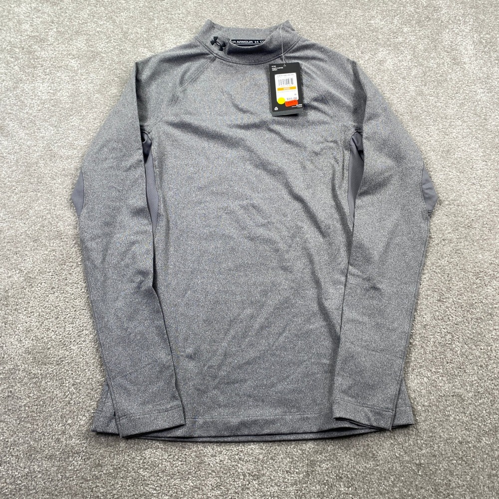 Under Armour Womens ColdGear Authentics Mock Neck Long Sleeve Shirt Gray SM